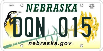 NE license plate DQN015