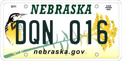 NE license plate DQN016
