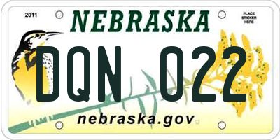 NE license plate DQN022