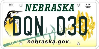 NE license plate DQN030