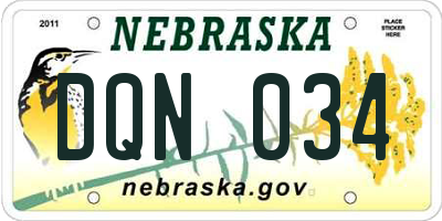 NE license plate DQN034