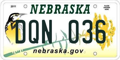 NE license plate DQN036