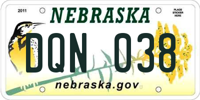 NE license plate DQN038