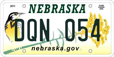 NE license plate DQN054