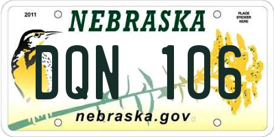 NE license plate DQN106
