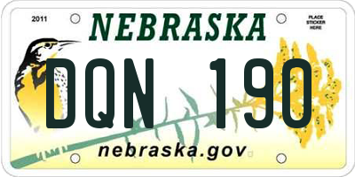 NE license plate DQN190