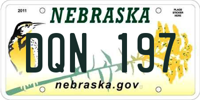 NE license plate DQN197
