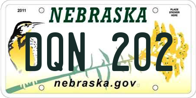 NE license plate DQN202