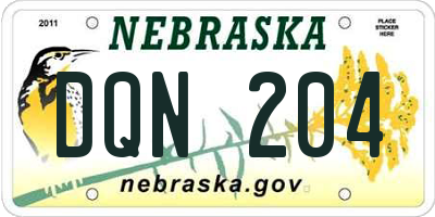 NE license plate DQN204