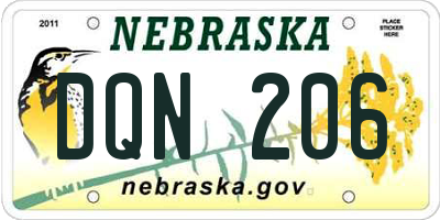 NE license plate DQN206