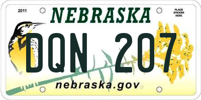 NE license plate DQN207
