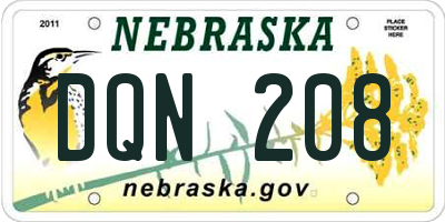 NE license plate DQN208