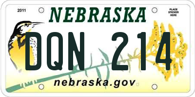 NE license plate DQN214