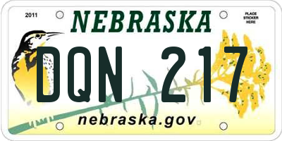 NE license plate DQN217