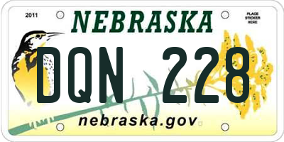NE license plate DQN228