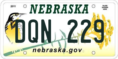 NE license plate DQN229