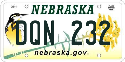 NE license plate DQN232