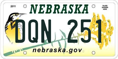 NE license plate DQN251