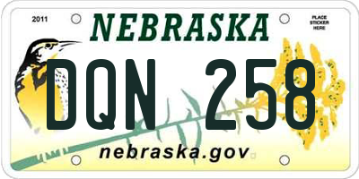 NE license plate DQN258