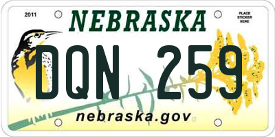 NE license plate DQN259
