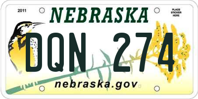NE license plate DQN274