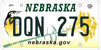 NE license plate DQN275