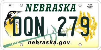 NE license plate DQN279