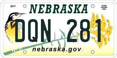 NE license plate DQN281