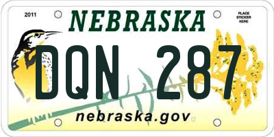 NE license plate DQN287