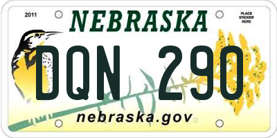 NE license plate DQN290