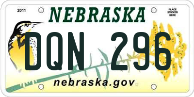NE license plate DQN296