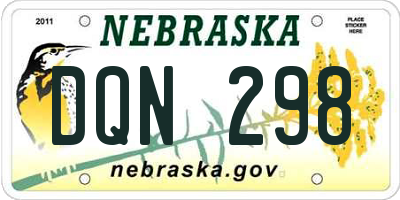 NE license plate DQN298