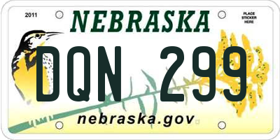 NE license plate DQN299