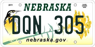 NE license plate DQN305