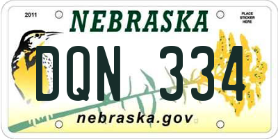 NE license plate DQN334