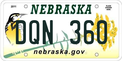 NE license plate DQN360