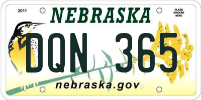 NE license plate DQN365