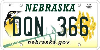 NE license plate DQN366