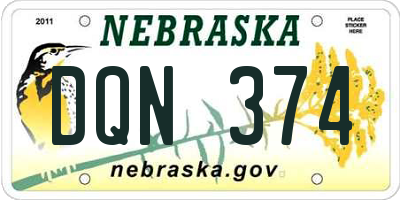 NE license plate DQN374