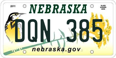 NE license plate DQN385