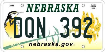 NE license plate DQN392