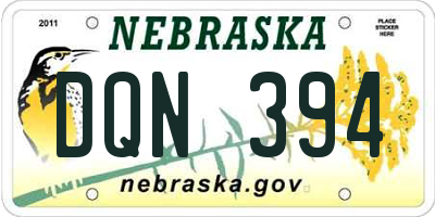 NE license plate DQN394