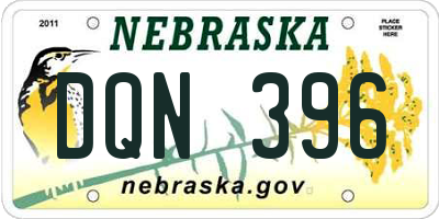 NE license plate DQN396