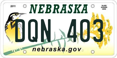 NE license plate DQN403