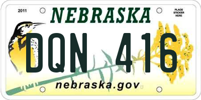 NE license plate DQN416