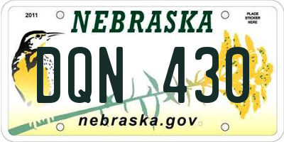 NE license plate DQN430