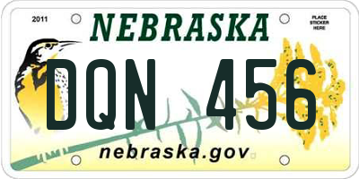 NE license plate DQN456