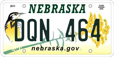 NE license plate DQN464