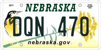 NE license plate DQN470