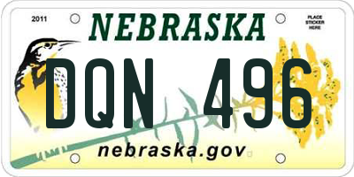 NE license plate DQN496